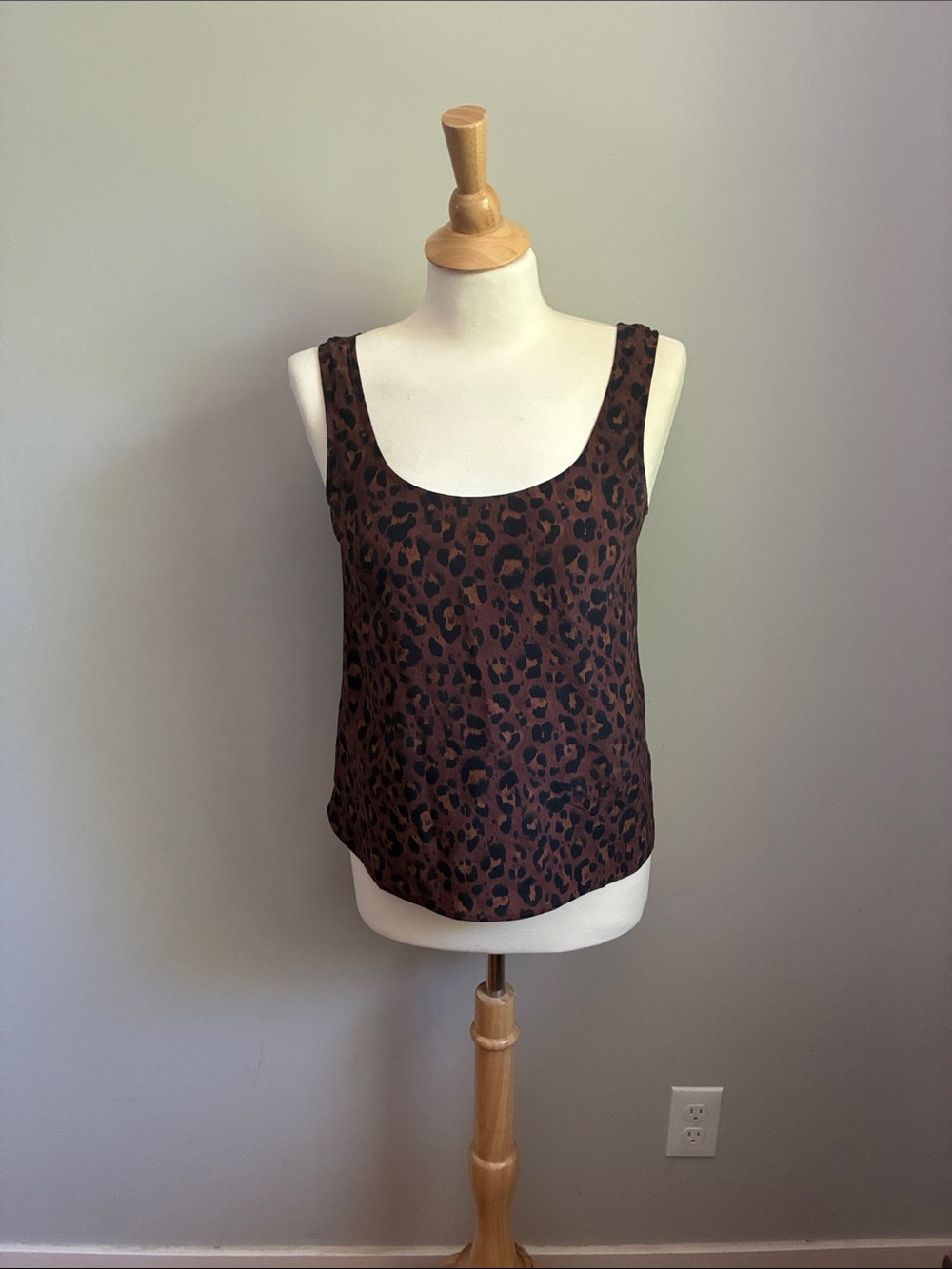 Sezane Brown and Black Leopard Print Camisole 100% Silk